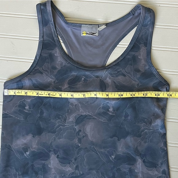 Zella Scoop Neck Racerback Tank Top‎ Fitted Stretchy Abstract Print Gray Small - Picture 6 of 7